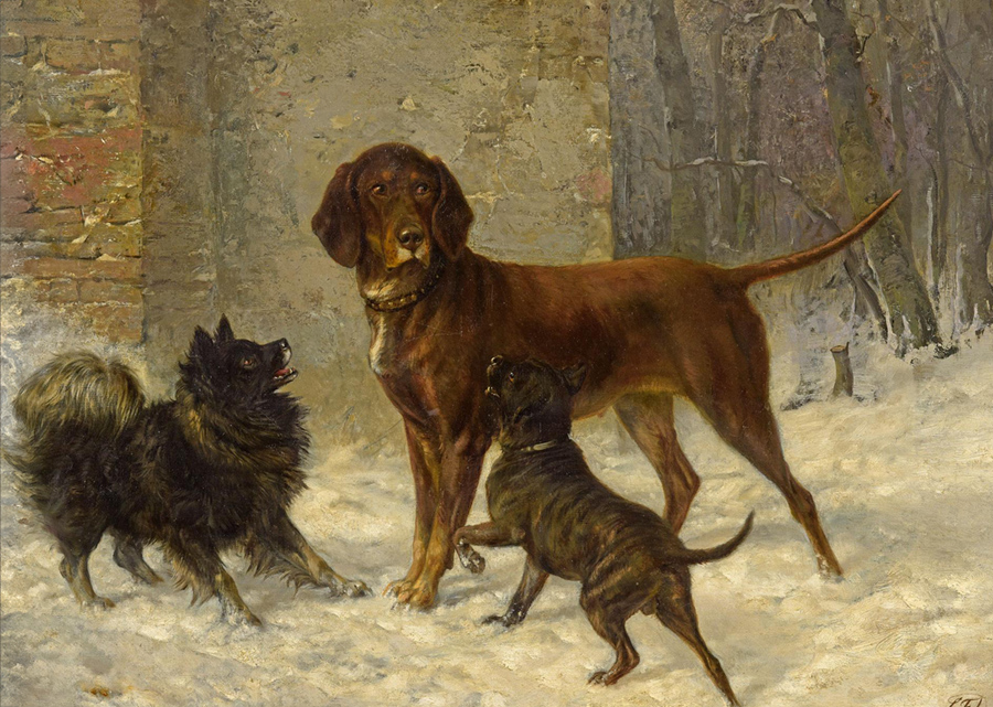 Gemälde mit Spitz - Wolfsspitz