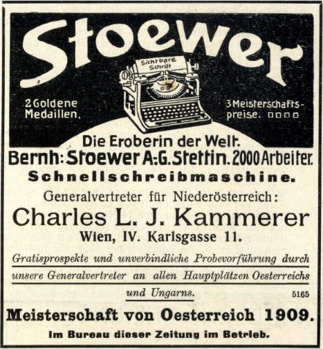 Charles Kammerer Vertretung Stoewer Schreibmaschinen